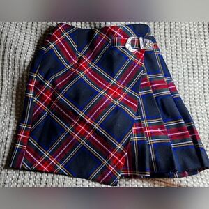 Maje Red and Blue Plaid Mini Skirt